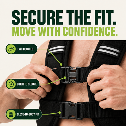 Stravo weighted vest two-buckle fit guide