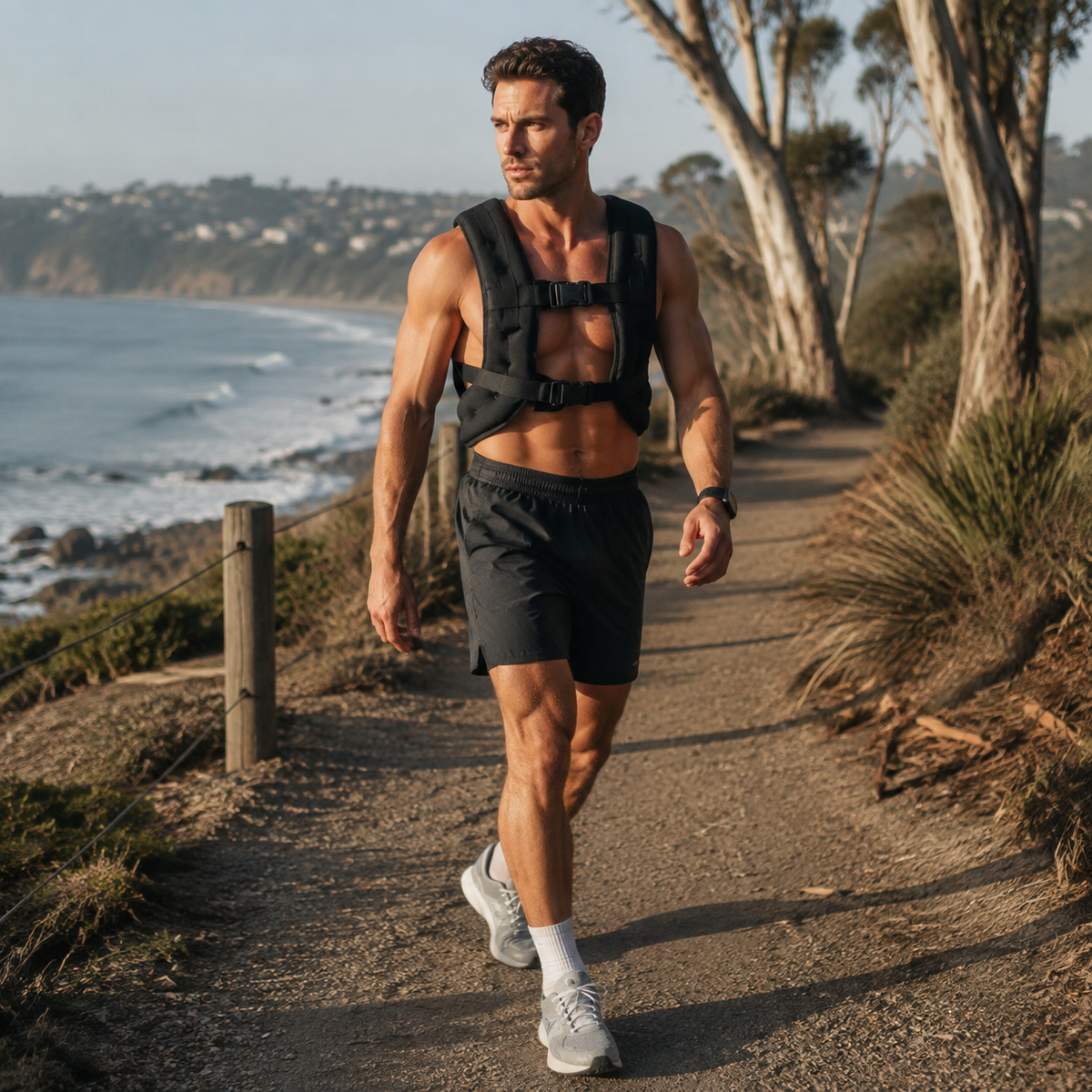 Australian coastal walk in a Stravo weighted vest
