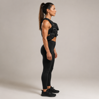 Side profile of the Stravo weighted vest fit